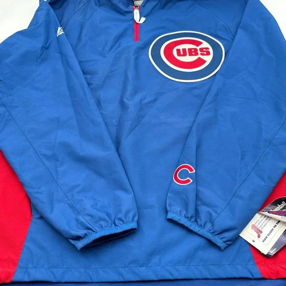 AUTHENTIC MAJESTIC Cool Base Chicago Cubs Windbreaker Size M 1/4 Zip  Blue - Picture 5 of 14
